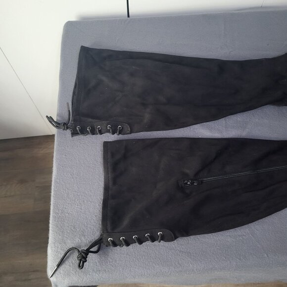 TORRID Womens 9 Wide Black Stretch Platform Over Knee Boot Faux Suede Goth Laces - Picture 2 of 14